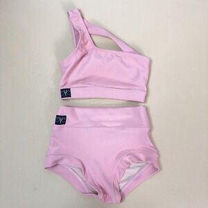 Kandi Kouture Anikka Peach Ribbed Set Child Medium NWOT